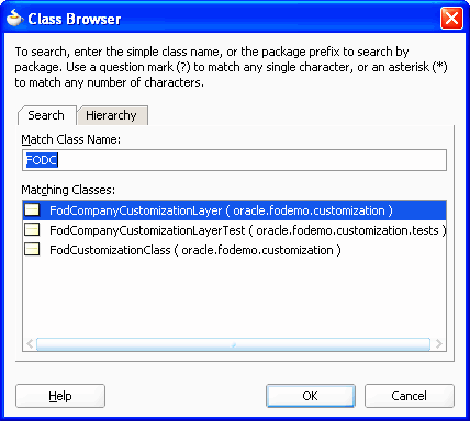 JUnit Class Browser.