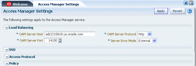 Access Manager Settings: Load Balancer
