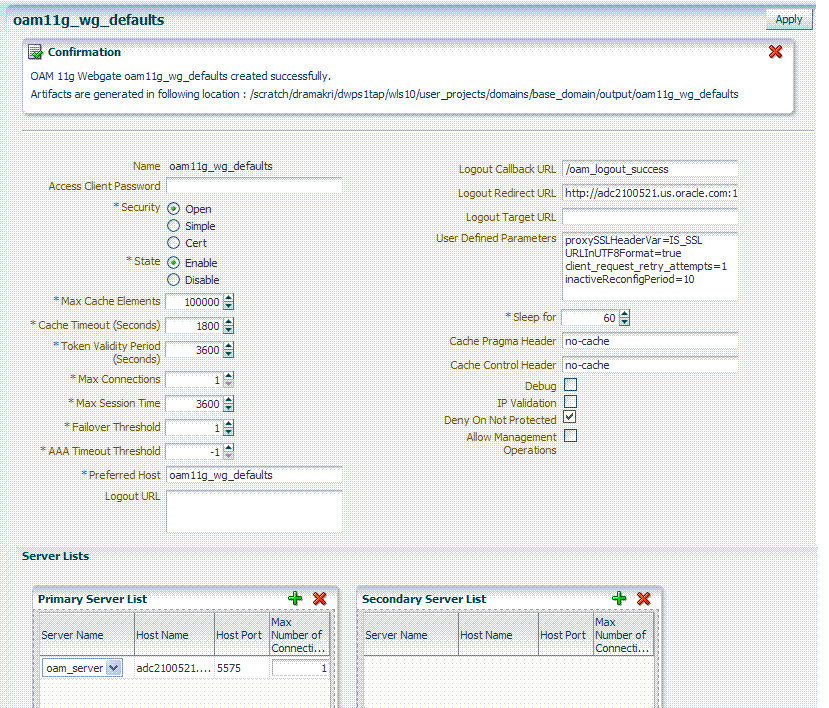 OAM Agent Page with Expanded Details