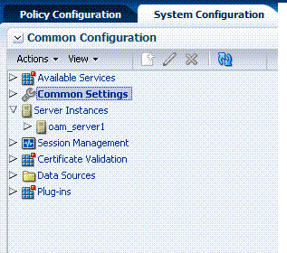Common Configuration Nodes in Navigation Tree