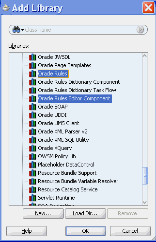 Selecting Oracle Rules and Rules Editor Component