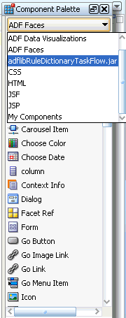 Rules Dictionary Task Flow JAR in the Component Palette