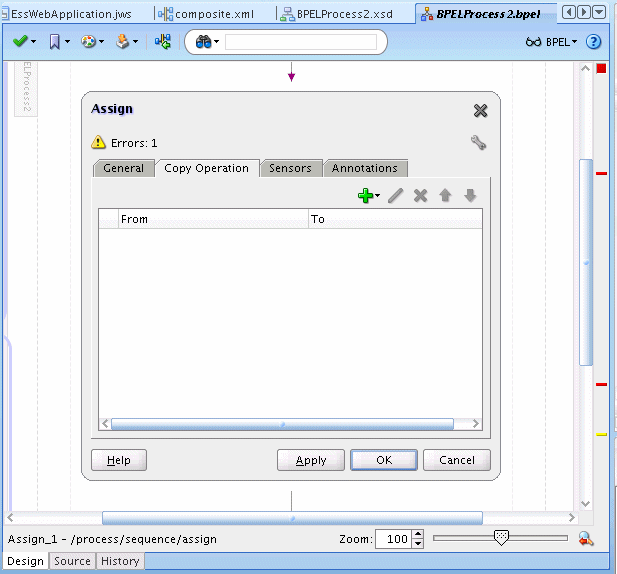 Copy operation for BPEL assign activity