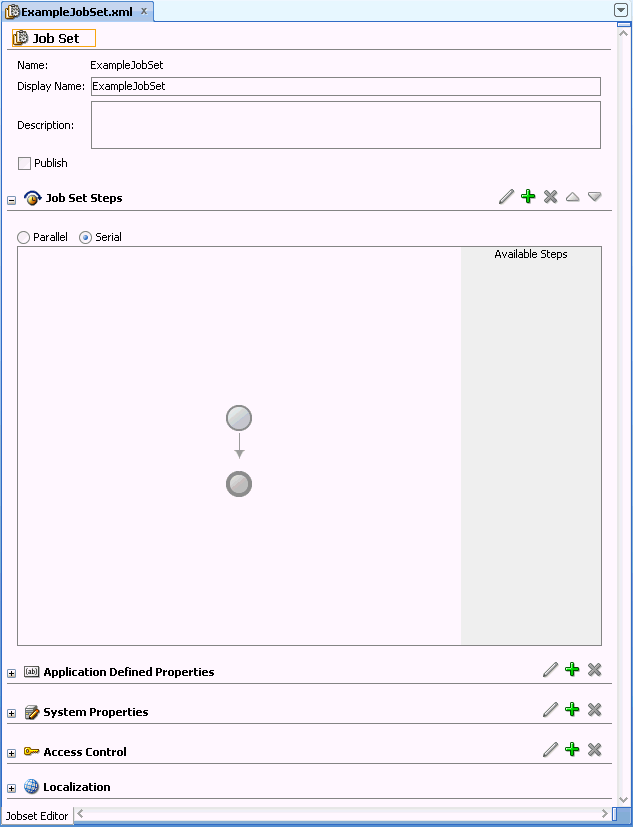 Job Set Editor with serial job set