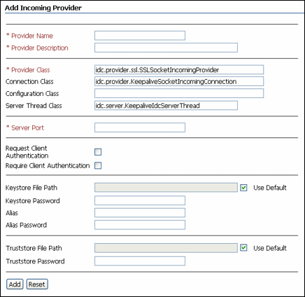 Add Incoming Provider screen for keepalivesocket