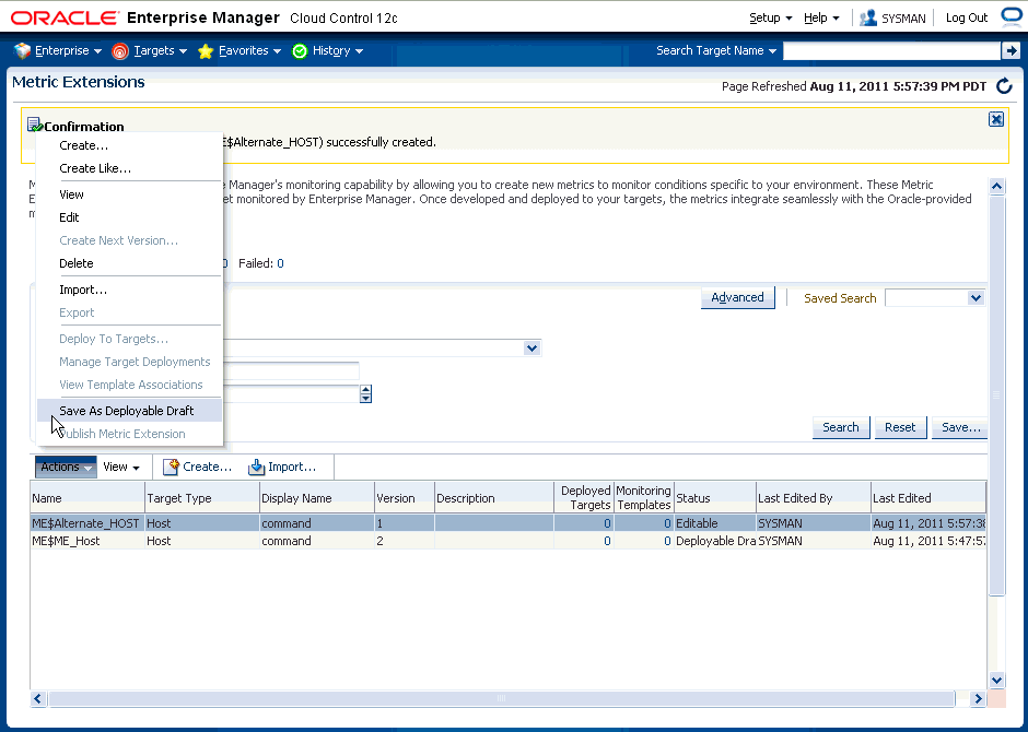 Graphic shows the Save as Deployable Draft menu option