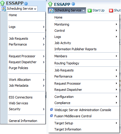 The Scheduling Service menu.