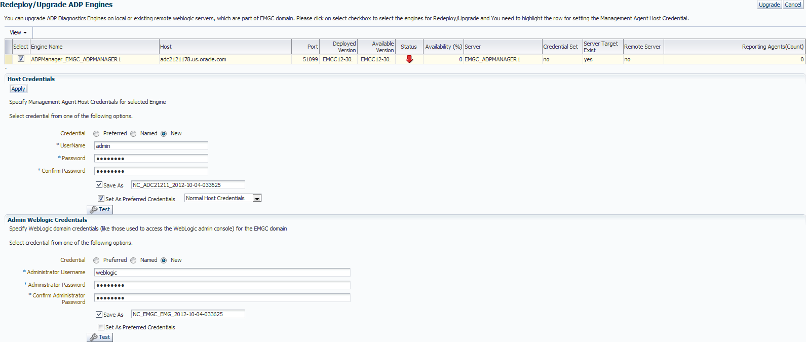 Select Engines page