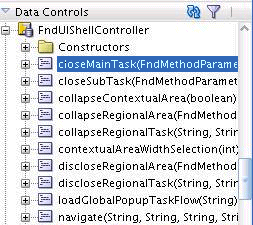 Selecting closeMainTask from Data Controls