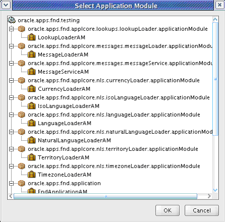 Select application module dialog