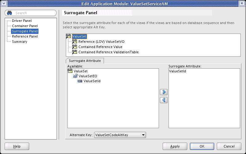 Seed Data configuration Surrogate panel