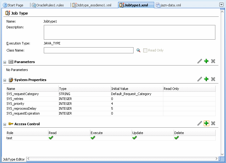 Security roles for Oracle Enterprise Scheduler metadata