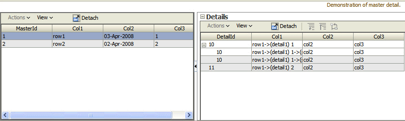 Example of Master-Detail Splitter Panel