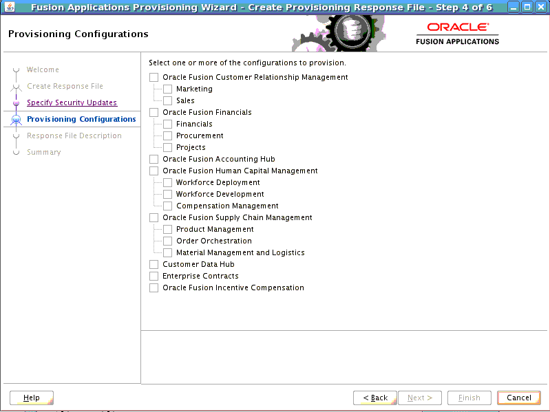 Configurations Screen. Described in surrounding text.