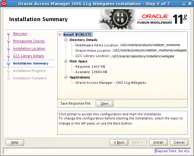 Installation Summary Window