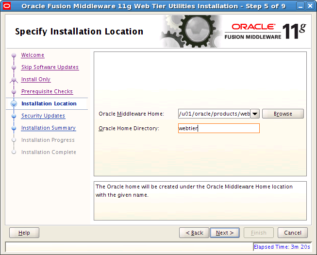 Specify Installation Location Window