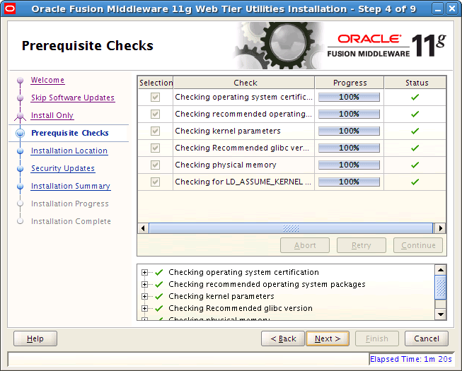 Prerequisite Checks Window