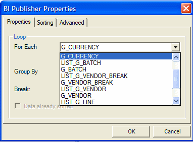 Selecting the repeating group