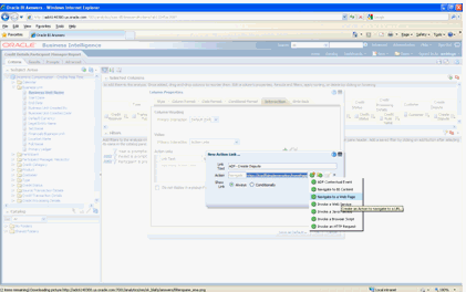 This screen shot shows the process of selecting the action of Navigating to Web Page.