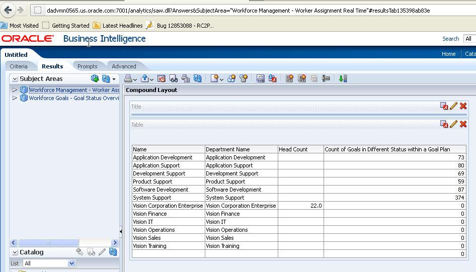 This screen shot shows an example of the results of a single-result-set query.