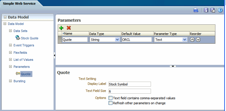 Creating the parameter