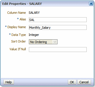 Properties dialog