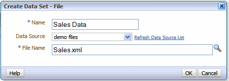 Create data set - file dialog