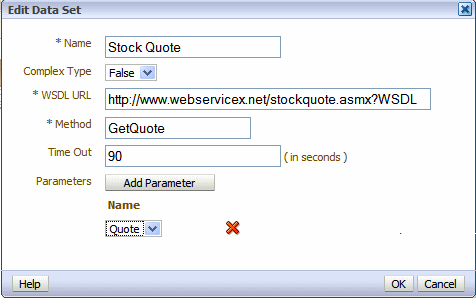 Adding parameter to Web Service data set