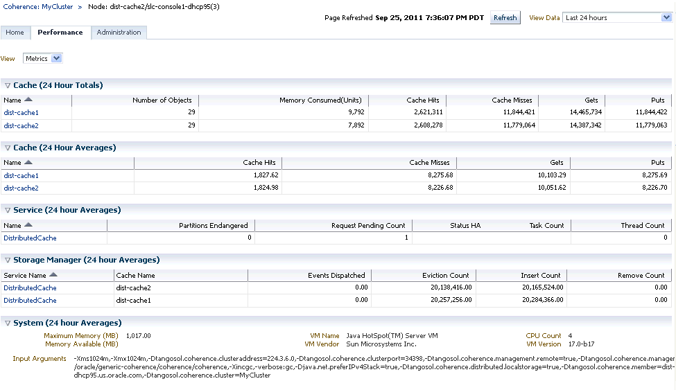 Selected Node Performance Page