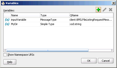 Figure showing a variable dialog box.