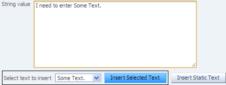 inputText component with inserted text