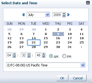 Modal dialog for date and time