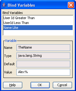 Bind Variables tester
