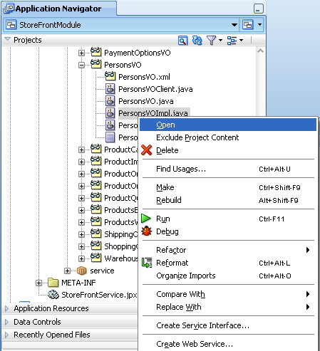 Custom java file in Application Navigator