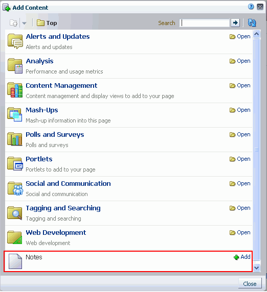 Notes Task Flow in the Resource Catalog