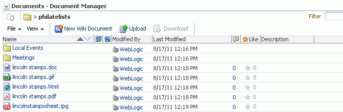 Document Manager Task Flow: Table Layout