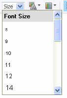 RTE Font Size drop-down menu