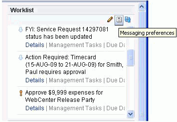 Worklist Messaging Preferences icon