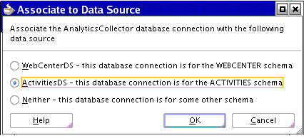 ActivitiesDS to connect to Analytics Database