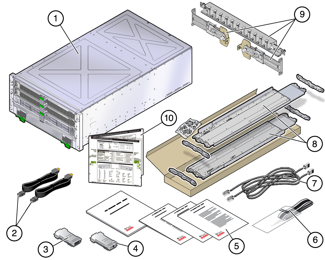 image:Illustration showing components shipped with the server.