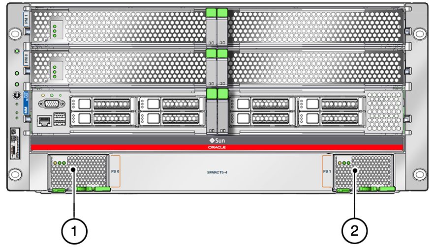 image:Graphic showing the power supplies at the front of the server.