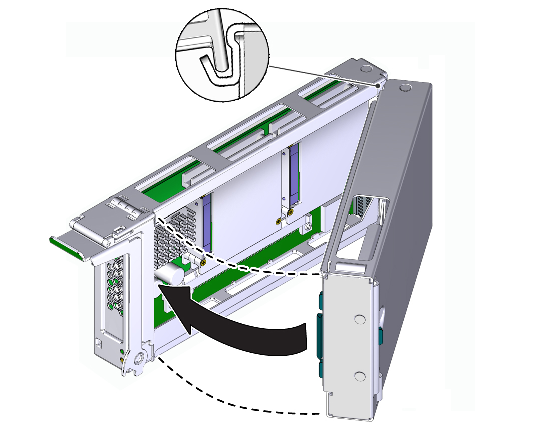 image:Image showing how to attach the PCIe carrier extension to the PCIe card carrier.