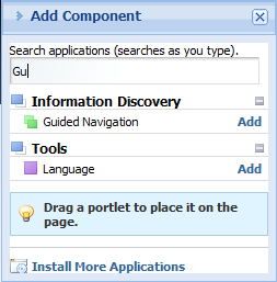 Add Component - searching for a component