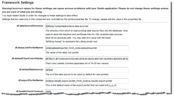 Framework Settings component