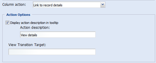 Results table - configuring details action