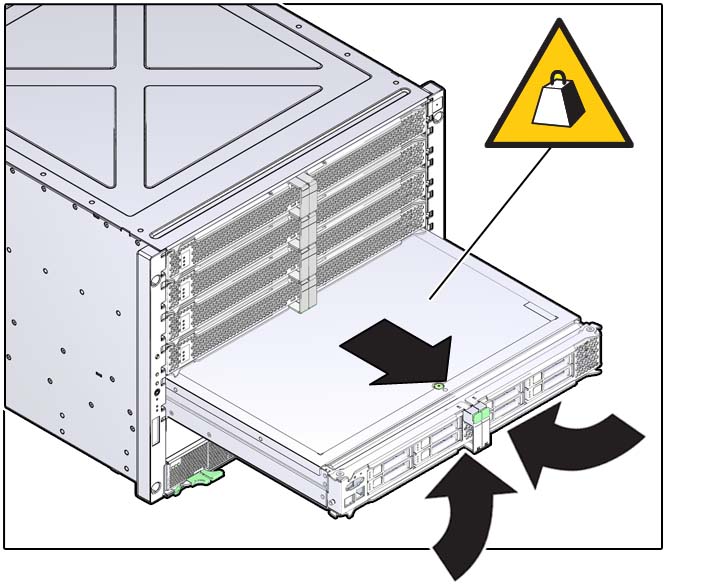 image:Graphic showing how to remove the main module from the                             chassis.