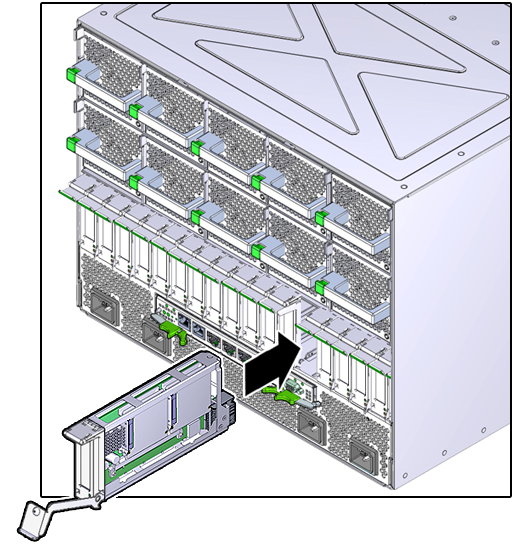 image:Graphic showing how to install a carrier into the server.