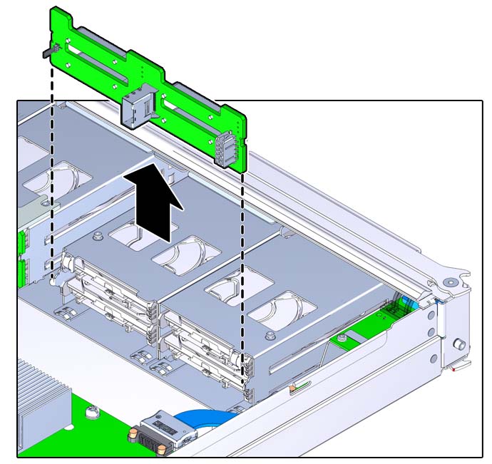 image:Graphic showing how to remove the storage backplane.