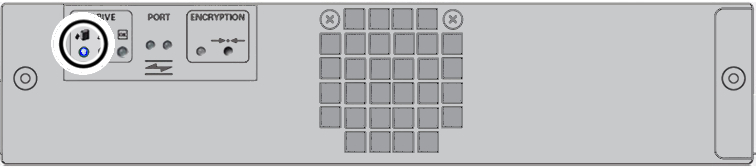 Rear of drive tray with blue LED lit