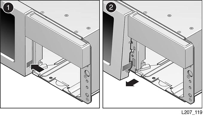 Front of Base module showing tabs and panel removal